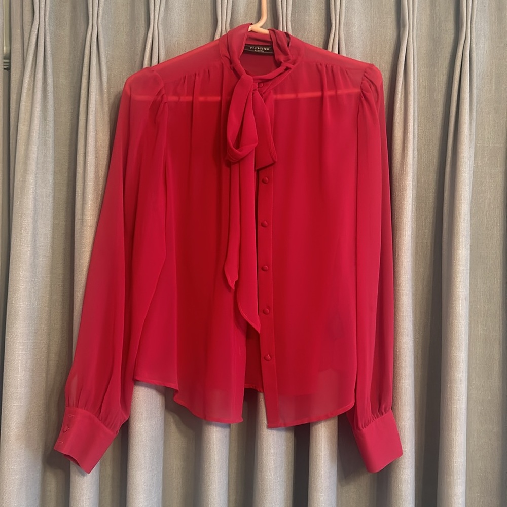 Stunning hot pink semi sheer blouse